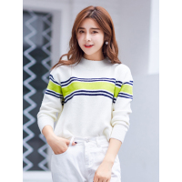 学院风拼色套头针织衫