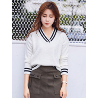 英伦学院风V领针织衫