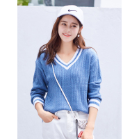 开叉下摆中长款针织衫