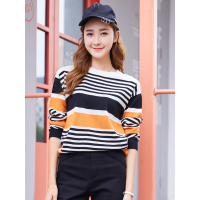 圆领条纹针织衫