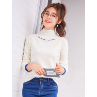 字母印花半高领针织衫