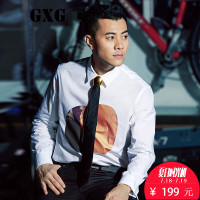 GXG男装衬衫[新尚]秋装男士白块时尚长袖衬衣韩版53103202/B03-13-A2