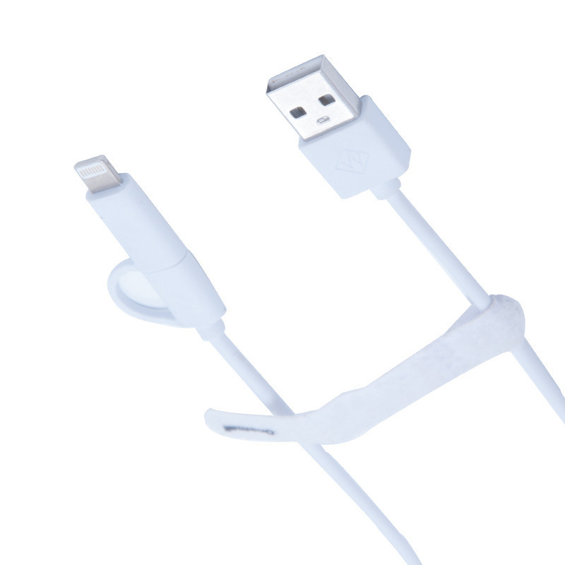 万茂 Onemall Micro转Lightning 二合一数据线 安卓/苹果多功能充电线 2A快充数据线 1米白色