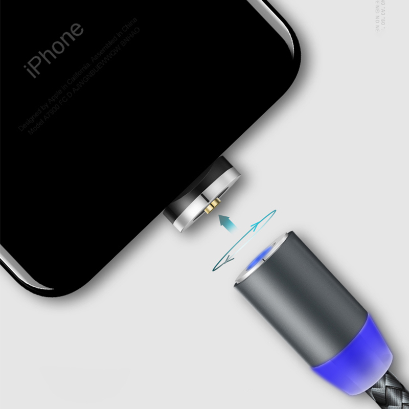 ESCASE 苹果安卓Type-C数据线充电线 磁吸三合一 适用于苹果小米华为三星oppo/vivo/iPad等 太空灰