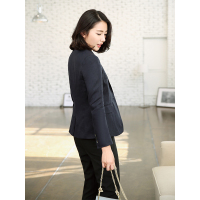 A&D全麻西装亚麻西服OL职业装藏青