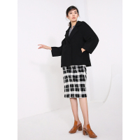 A&D同色双面羊毛大衣宽松斗篷款黑色