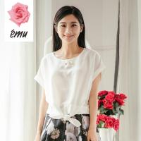EMU/依妙红玫瑰下摆扎结简洁上衣圆领无袖正常上衣性感夏