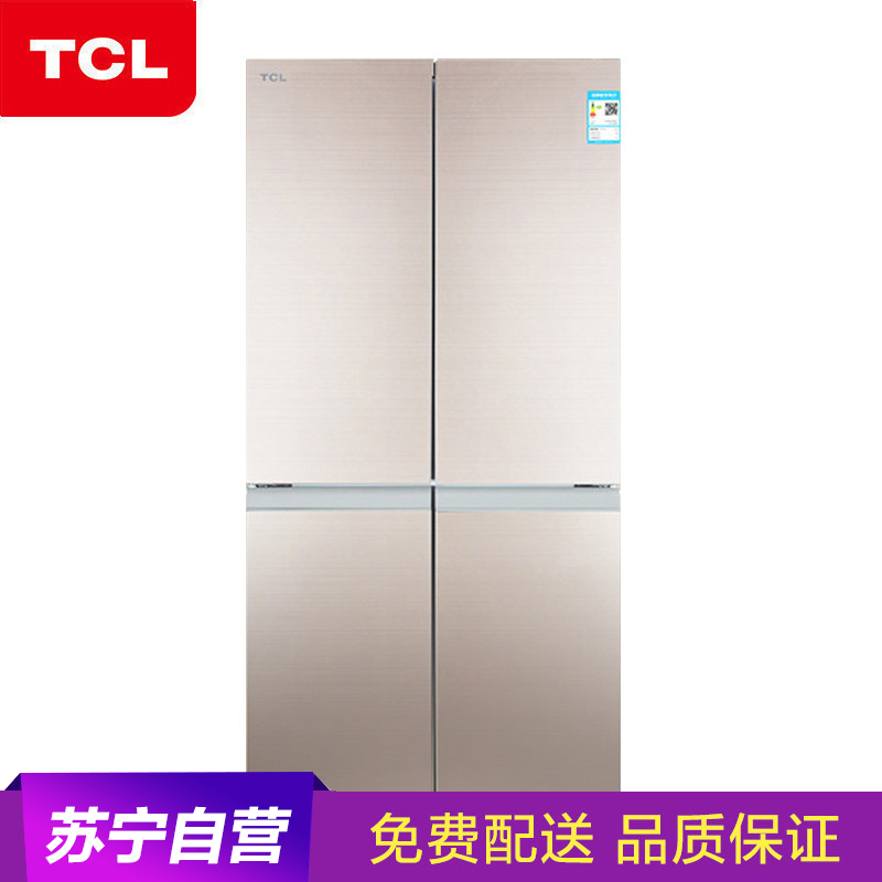 TCL十字多门冰箱 BCD-406BPZ60 406升大容量 纤薄款 变频静音 玻璃面板 电脑控温 节能省电冰箱 家用