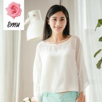 emu/依妙红玫瑰新款夏新品时尚休闲微透蝙蝠袖七分袖雪纺衫上衣女