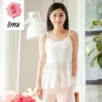 EMU/依妙红玫瑰拼接蕾丝背心白色变化廓形无袖正常上衣时尚休闲夏