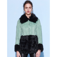 典雅淑女中长款兔毛皮草外套
