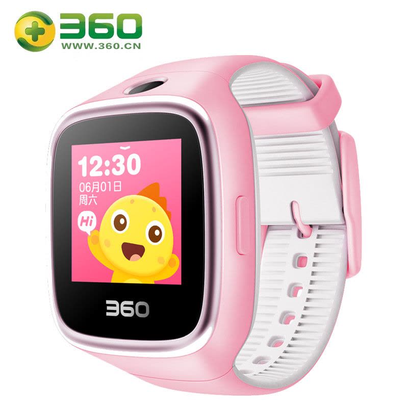360(360)儿童手表6W防水版 智能拍照 智能问答 防丢防水GPS定位 W609 彩屏电话手表 樱花粉图片