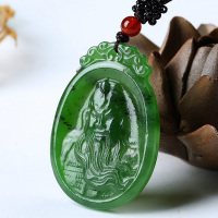 天然和田碧玉武财神关公牌