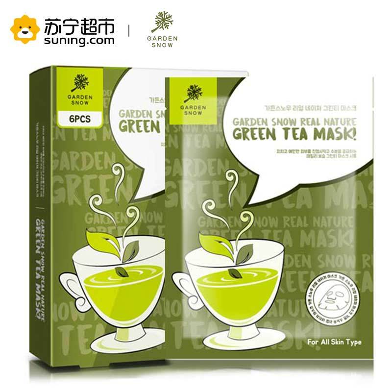 [苏宁超市]韩国面膜小园绿茶净亮素肌面膜6片补水控油调理痘痘提亮肤色面膜女