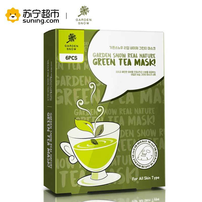 [苏宁超市]韩国面膜小园绿茶净亮素肌面膜6片补水控油调理痘痘提亮肤色面膜女