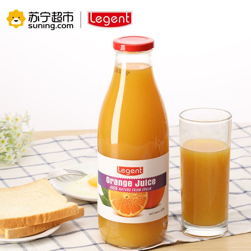 良珍(Legent )橙汁 西班牙进口100%橙汁 无糖果汁饮料 1L×2瓶/礼盒装 送礼佳品图片