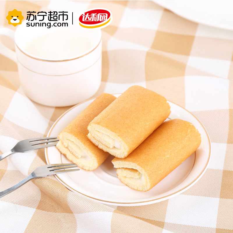 [苏宁超市]达利园法式瑞士卷+豆本豆豆奶 早餐工程 面包糕点营养早点整箱6份