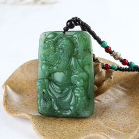 天然和田碧玉关公方牌挂件