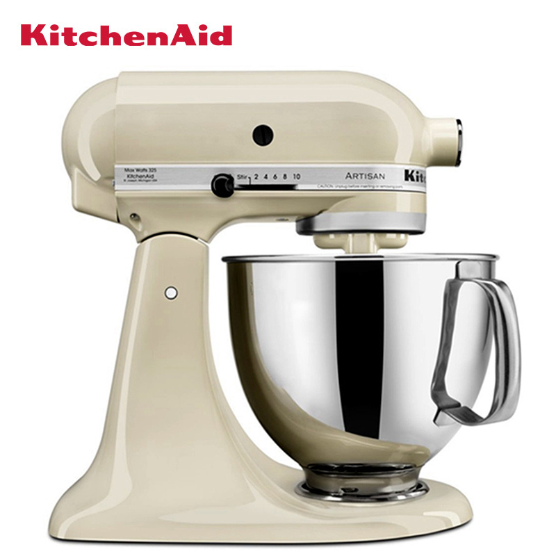 凯膳怡(KitchenAid)5KSM150PSCAC料理机家用4.8升全自动厨师机和面揉面打蛋搅拌机 杏仁白原装进口