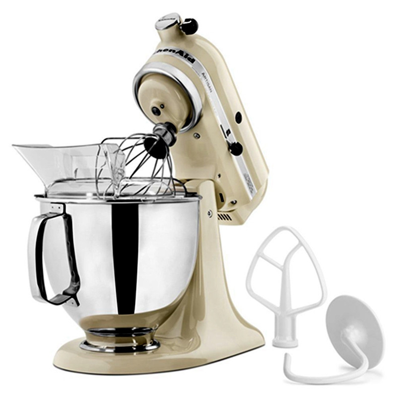 凯膳怡(KitchenAid)5KSM150PSCAC料理机家用4.8升全自动厨师机和面揉面打蛋搅拌机 杏仁白原装进口