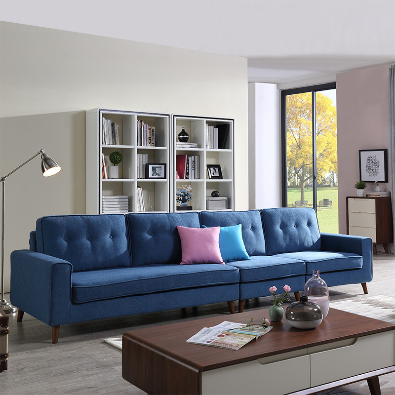 左右布艺沙发简约现代小户型北欧客厅家具一字型四人位可拆洗布沙发