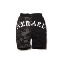 AZRAEL BY MIRACLE KILL2017夏季新款拼接黑迷彩字母运动五分短裤
