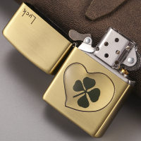 zippo打火机专柜正品 63260298幸运草之好运金色 美国芝宝原装正版纯铜打火机