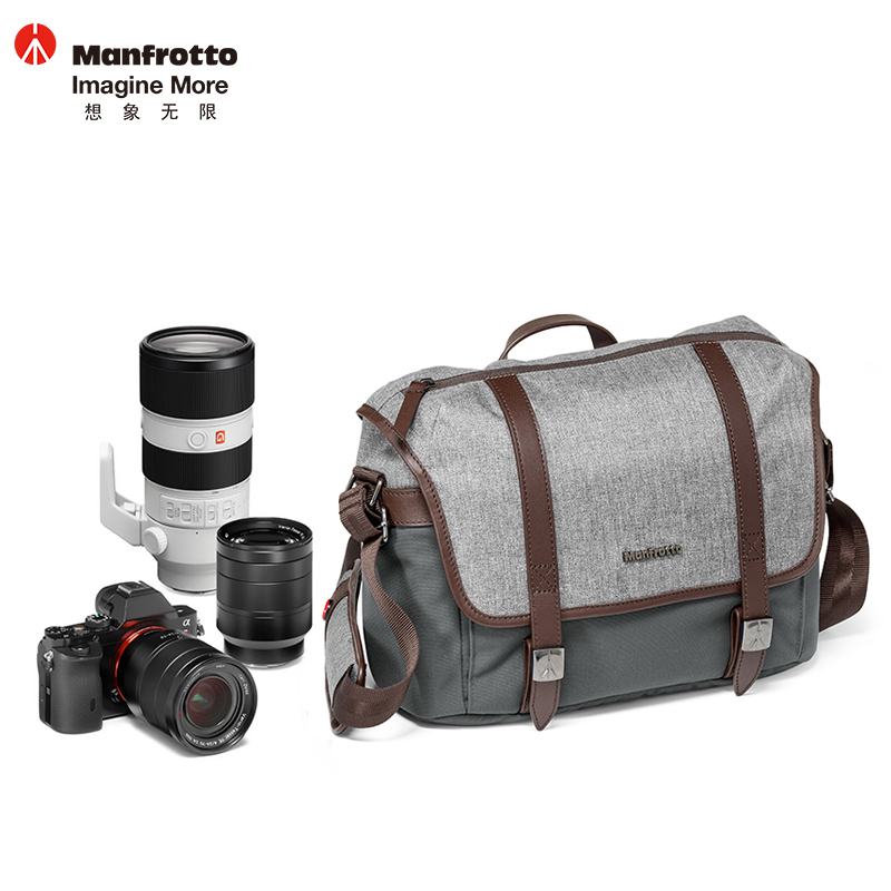 曼富图(MANFROTTO)MB LF-WN-MS 温莎小型单肩包单肩式斜跨式单反相机包数码相机包 灰色