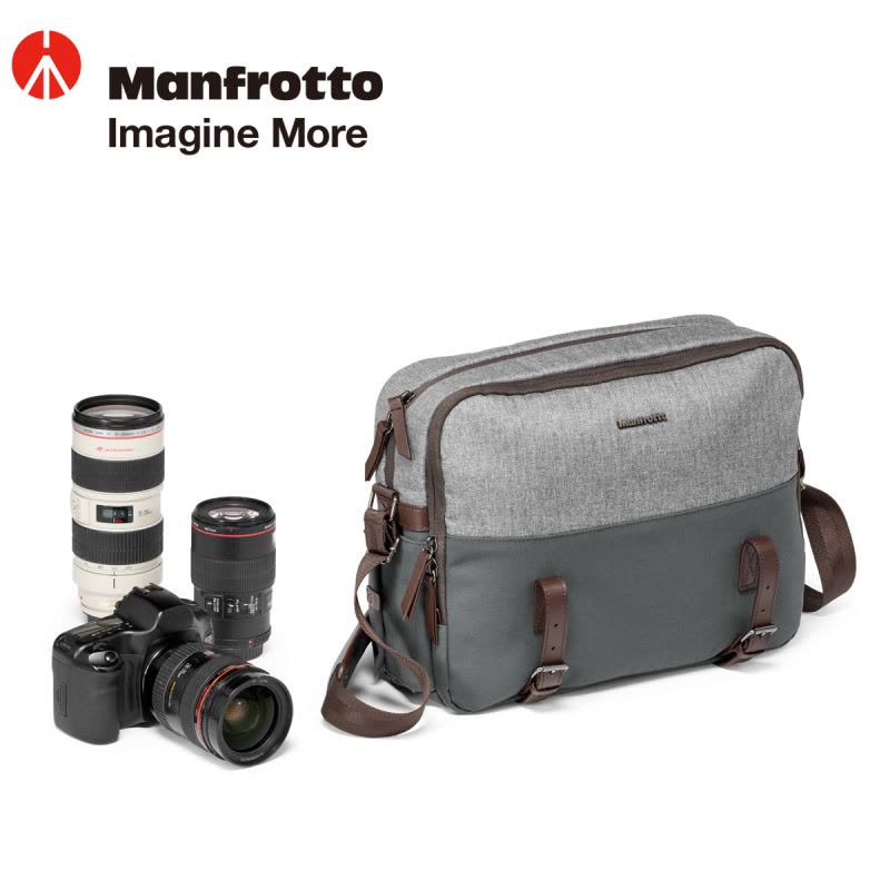 曼富图(MANFROTTO)MB LF-WN-RP 温莎小型记者包单肩式斜跨式单反相机包数码相机包 灰色图片