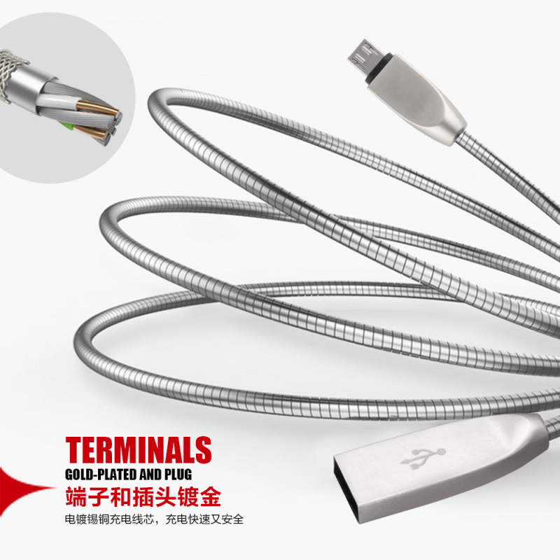 纽曼(Newmine)Type-c 金属连接线 JSM5不锈钢锌合金镀锡铜丝 华为 OPPO vivo适用 线长1.0米