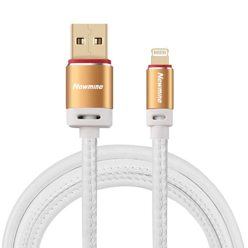 纽曼(Newmine) 苹果数据线 XP05白色 USB2.0 皮革+高品质纯铜线芯 苹果设备通用 线长1.0米图片