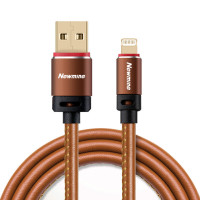 纽曼(Newmine) 苹果数据线 XP05棕色 USB2.0 皮革+高品质纯铜线芯 苹果设备通用 线长1.0米