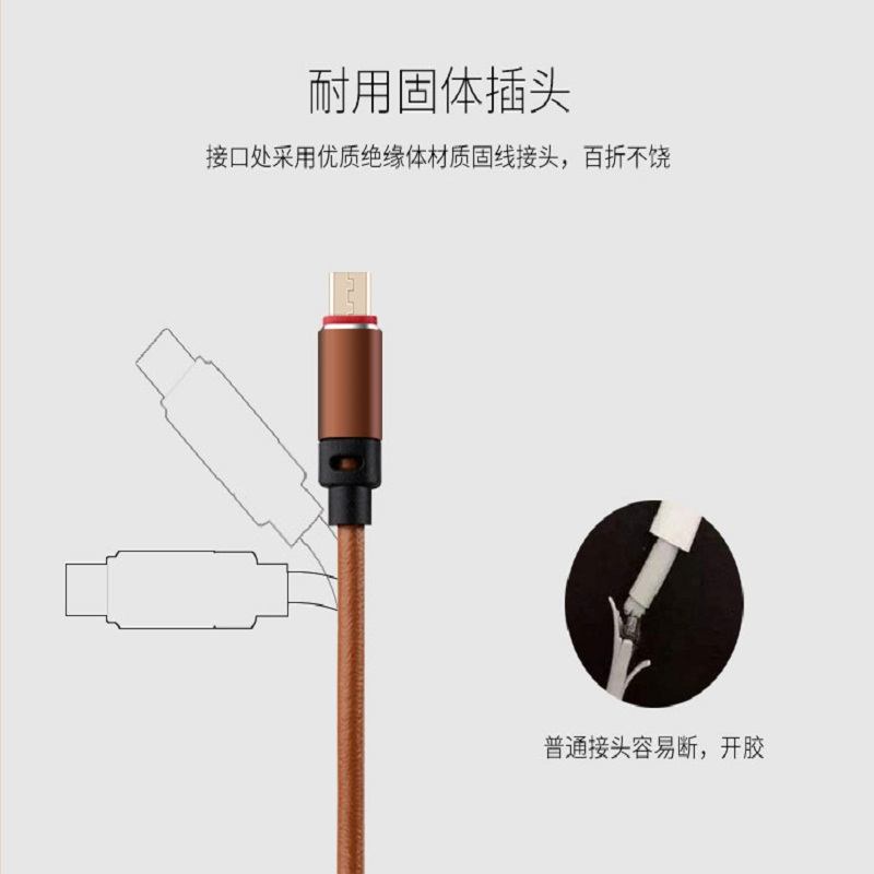 纽曼Newmine XA05棕色MICRO USB连接线 皮革+高品质纯铜线芯 USB2.0 安卓手机通用 1.0米