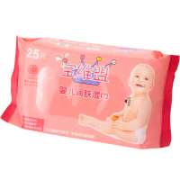 宝维盟母婴幼儿童婴儿润肤湿巾25抽*5包装 便携小包装 洋甘菊精华手口专用