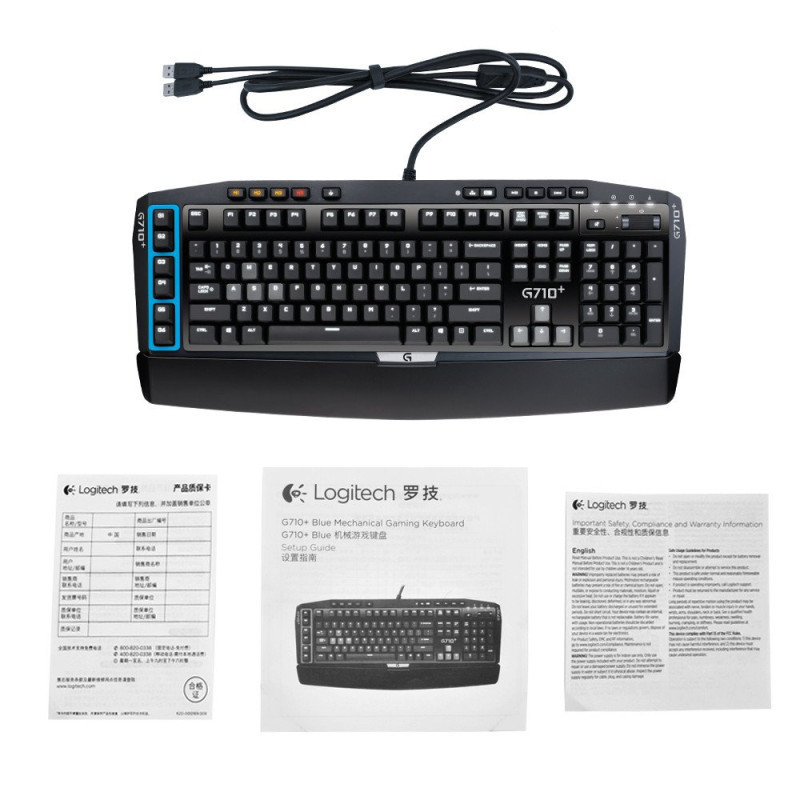 罗技(Logitech)G710+Blue有线背光机械键盘 青轴