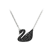 施华洛世奇(Swarovski)经典黑色天鹅银色链子送女友母亲饰品 大黑天鹅项链