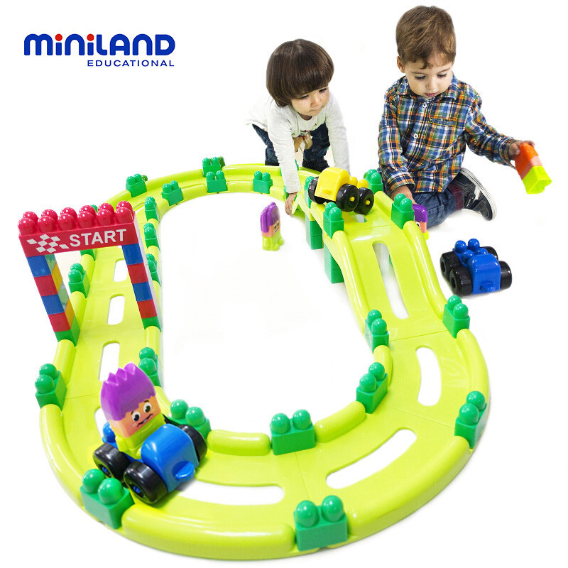 miniland 儿童玩具 早教益智大块积木拼搭 32345超级积木之赛车