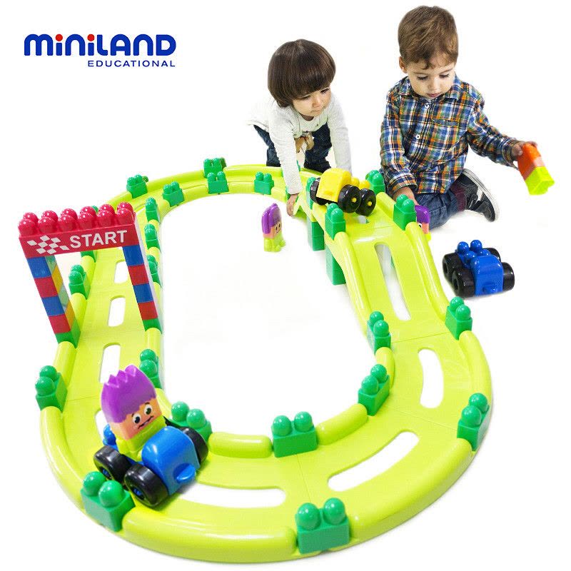 miniland 儿童玩具 早教益智大块积木拼搭 32345超级积木之赛车图片