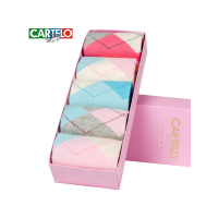 CARTELO/卡帝乐鳄鱼女士袜子 女 中筒棉袜四季款圆点吸汗透气女袜 W2010-5