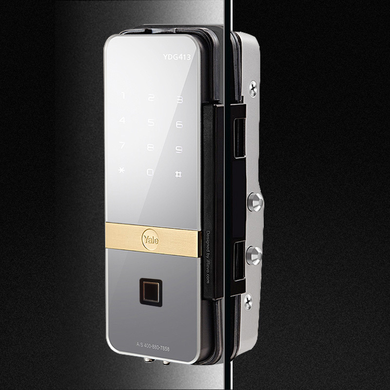 yale耶鲁玻璃门指纹锁密码锁家用办公室免开孔ydg413单开门