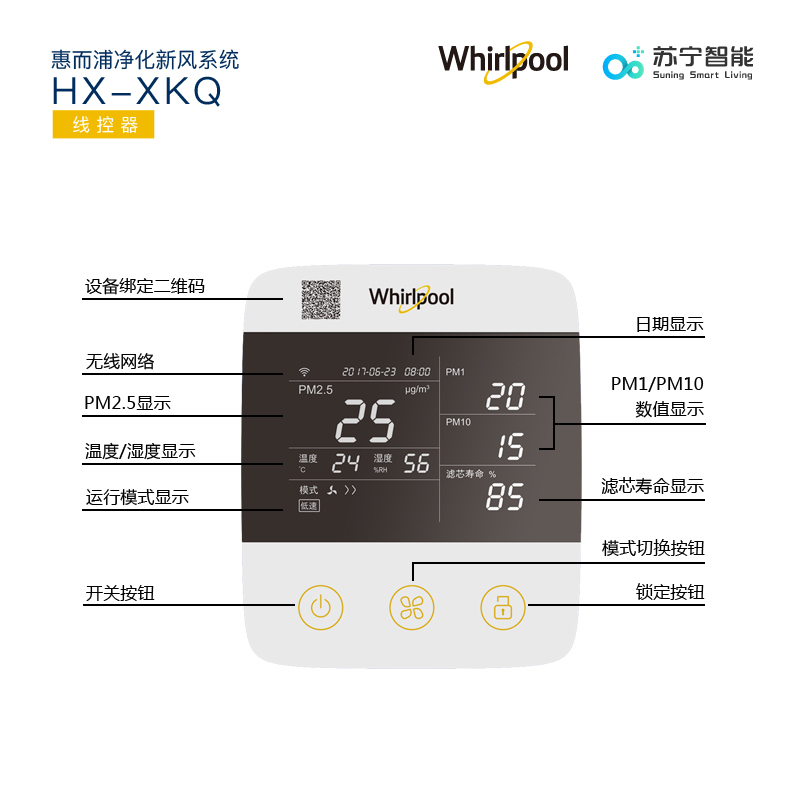 惠而浦(Whirlpool)净化新风系统控制器 HX-XKQ