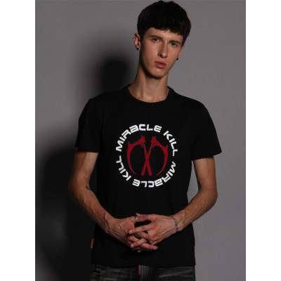 mk双刀miracle kill红白mk双刀大logo潮牌男装短袖t恤衫