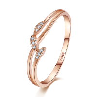 雅宝福18k金戒指一叶相思戒指