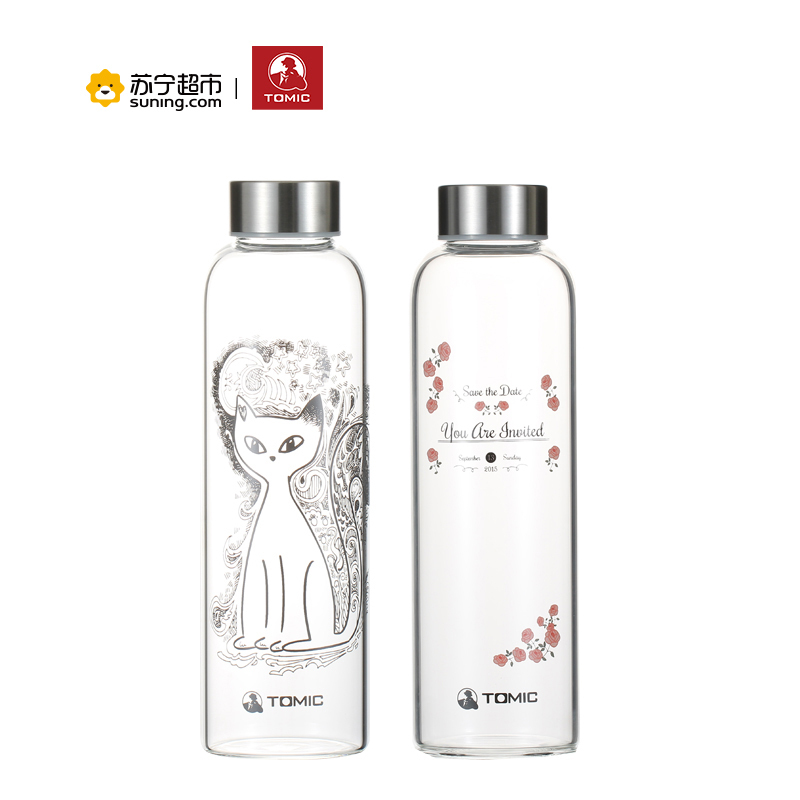 特美刻送杯套单层玻璃杯水杯杯子茶杯500ml豹纹