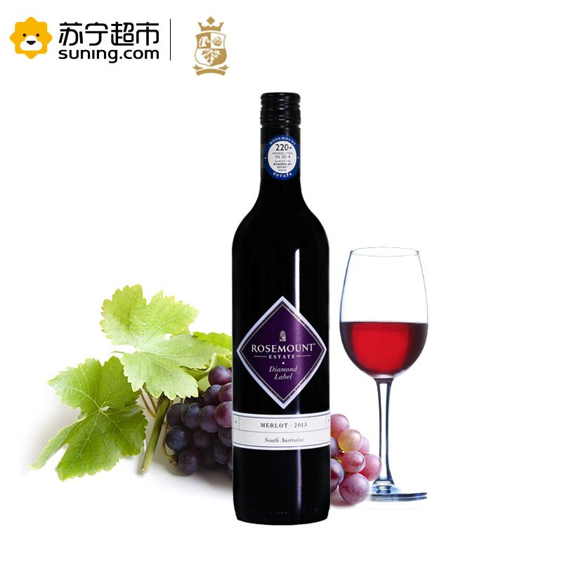 澳大利亚进口玫瑰山庄钻石标梅洛干红葡萄酒 750ml 单支装
