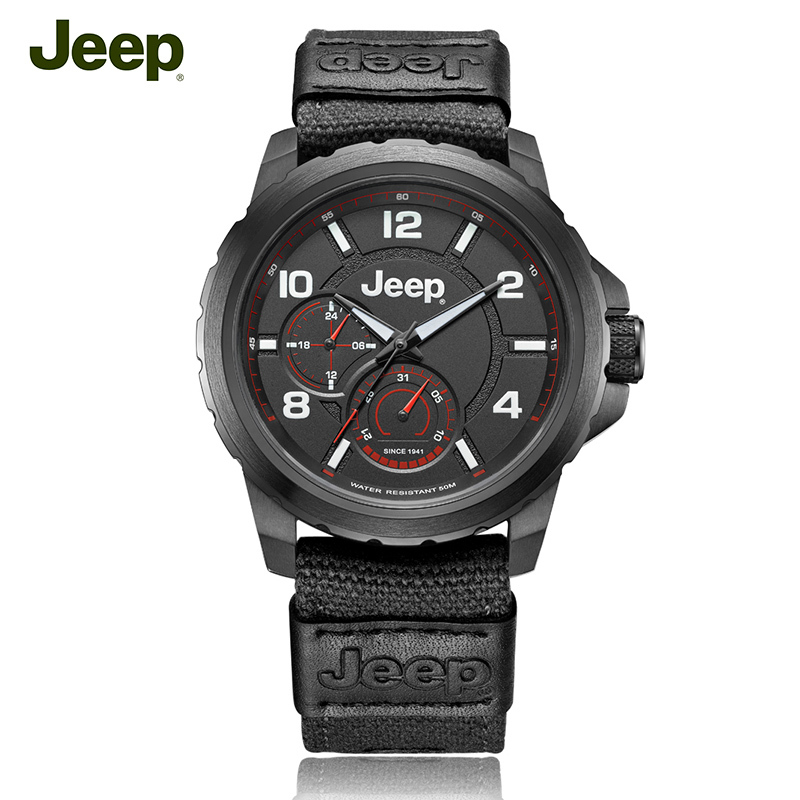吉普(Jeep) 手表 男士户外运动帆布带军表吉普牧马人男表防水石英表JPW64601