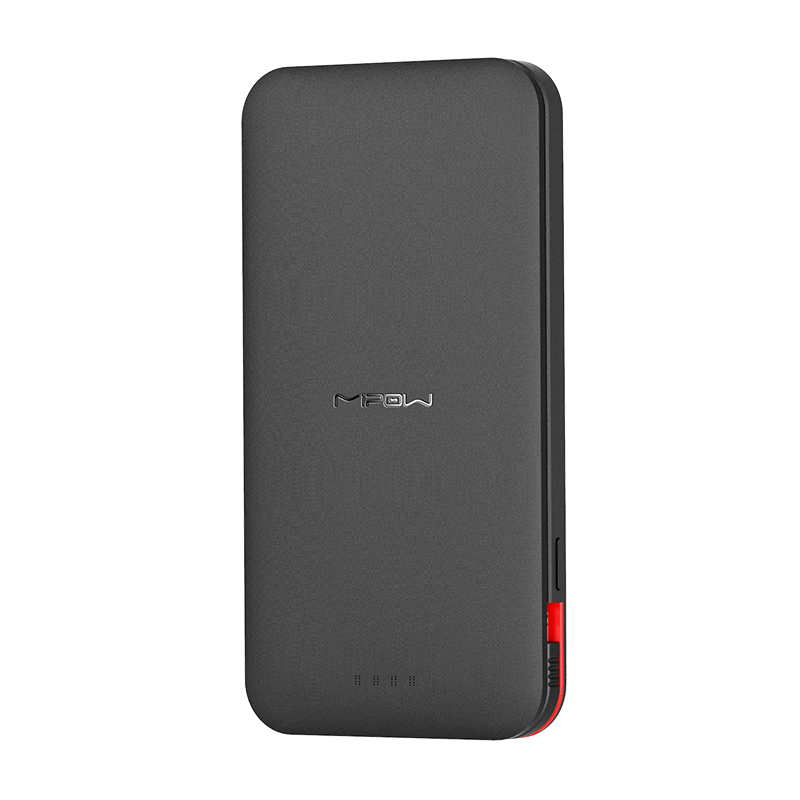 MIPOW 手机移动电源 7000毫安 锂聚合物电池 便携超薄充电宝自带苹果线 双向快充 红色