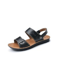 黑色头层牛皮时尚男沙滩凉鞋