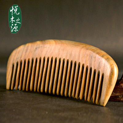 悦木之源 天然绿檀木梳一根料 防静电木梳 长款绿 一世情