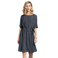 今升 欧美百褶裙真丝印花连衣裙 XY2L2230